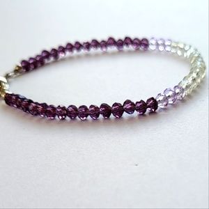 Purple ombre minimalist beaded dainty stacking bracelet